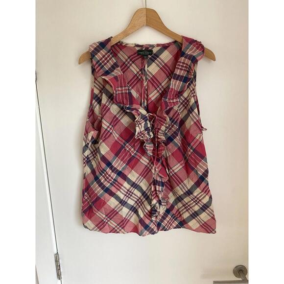 Lauren Ralph Lauren Tops - Lauren Ralph Lauren Sleeveless Blouse Ruffle Top Size XL Zip Side Lace Up Front